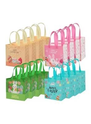Promotion Sales Reusable Non-Woven Fabric Easter Tote Bag Easter Shopping Bag with Bunny Decoration