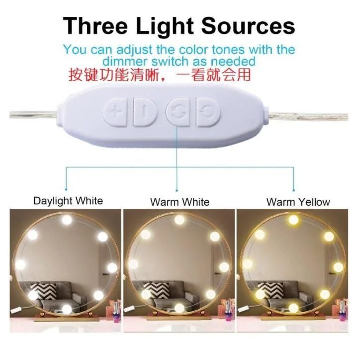Dimmable Bulbs Makeup Light USB Power Supply Plug Vanity Lights