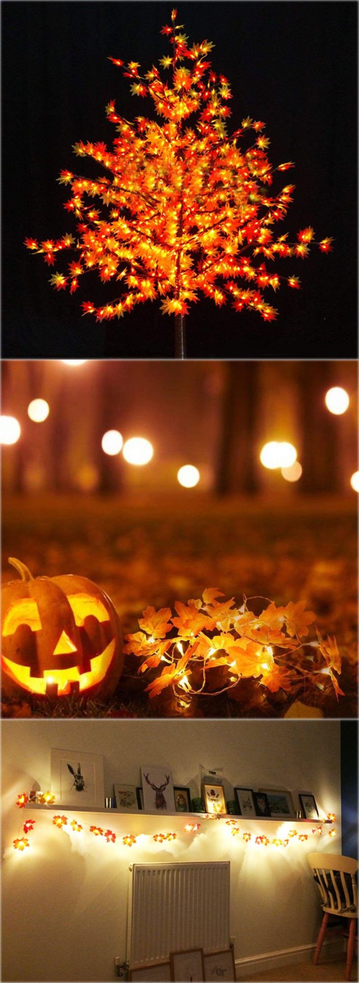 Thanksgiving Harvest Fall Garlands String Lights, Maple Leaf String Lights