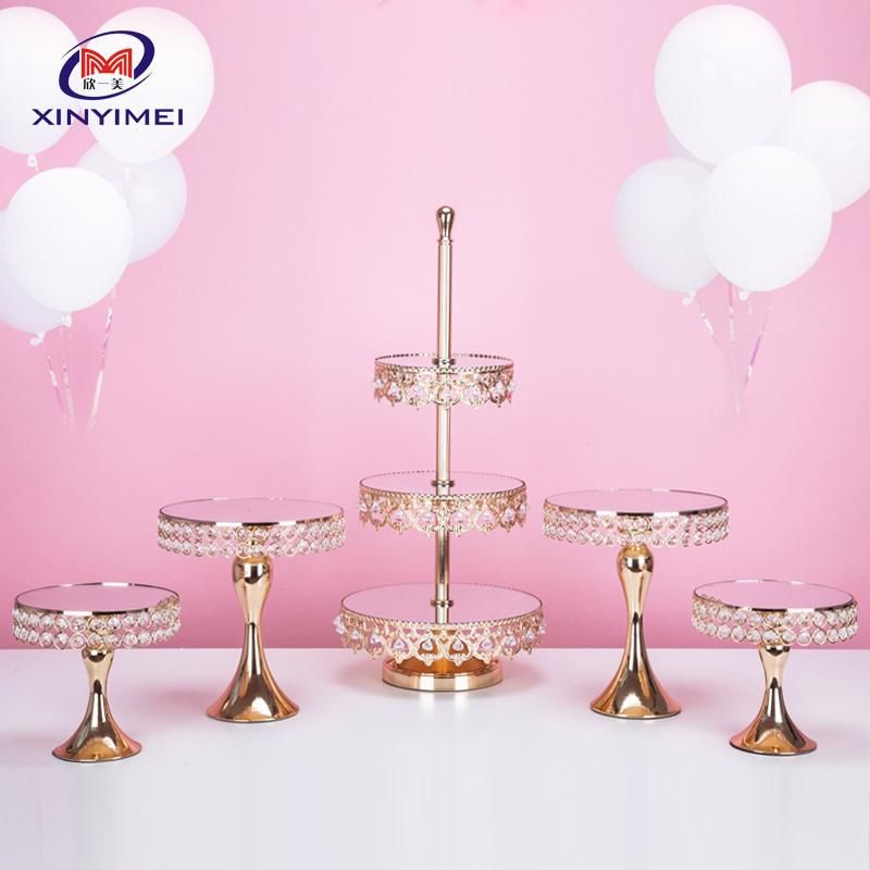 Elegant Event Party Wedding Metal Crystal Beaded Dessert 3 Tier Cake Stand Cake Tools