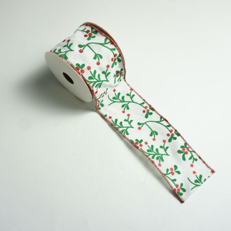 Manufacture Supplier 6.3 Cm 2.5 Inch Width Wired Christmas Ribbon Factory Clothing Accessories Berry Pick