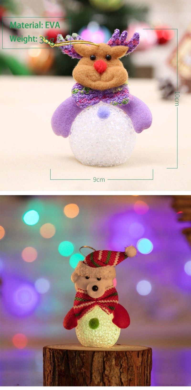 EVA Christmas Snowman Doll LED Glowing Light Pendant for Decoration Christmas