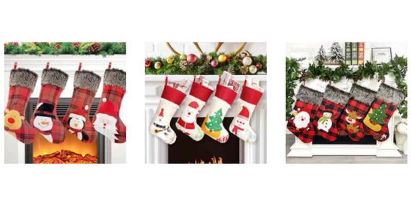 Christmas Stockings, 3 Pack 18" Personalized Xmas Stockings with 3D Snowflake Santa, Snowman, Reindeer for Family Holiday Christmas Party Decorations