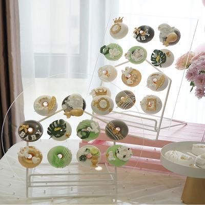 Clear Crystal Acrylic Tabletop Donut Wall Display Stand for Party, Wedding, , Brunch and Birthday Use