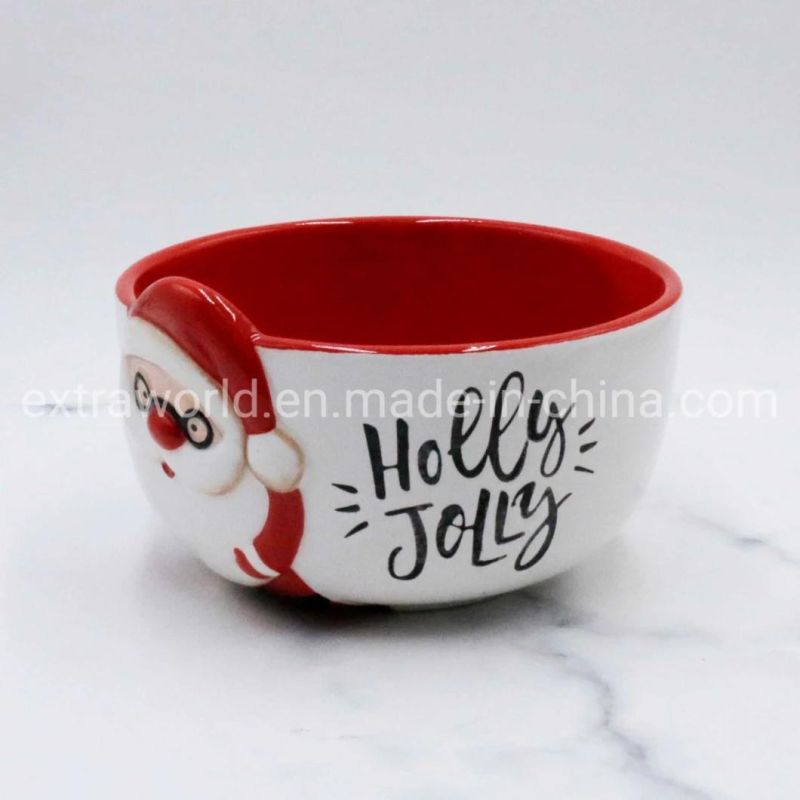 2021 Promotion Gift Hand-Painted Ceramic Bowl Christmas Dinnerware Craft