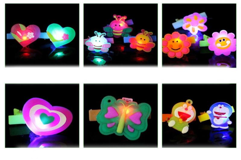 Soft PVC Princess Cartoon Blinking Hair Barrette LED Hair Clip