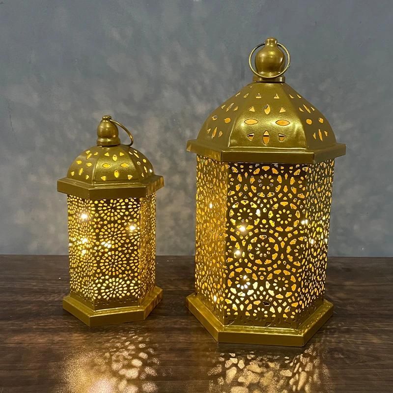 Decorations Table Decor Lantern with Flickering LED Eid Mubarak Lantern with LED Decorative Hanging Lantern