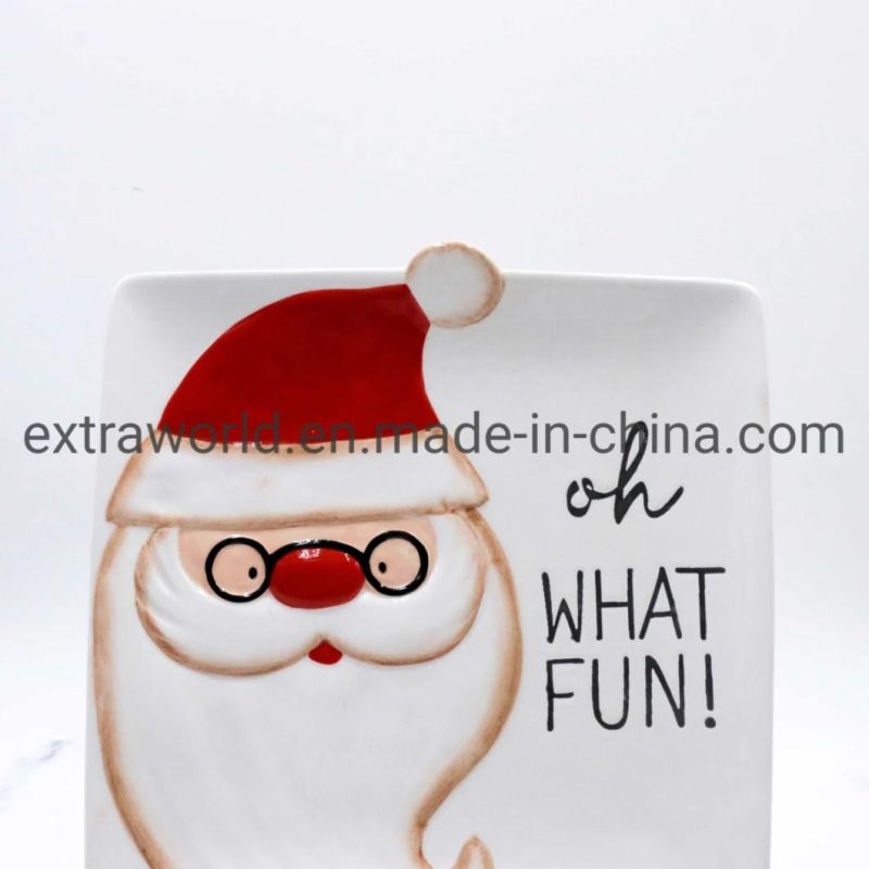 Handpainting Craft Christmas Newly Santa Promotional Gift Dinnerware Plate
