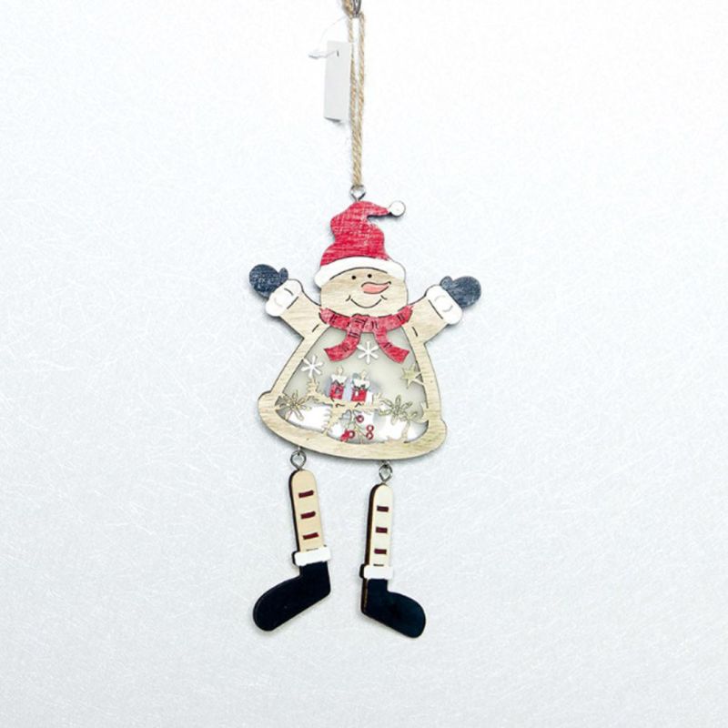 LED Light up Christmas Wooden Pendant Decoration
