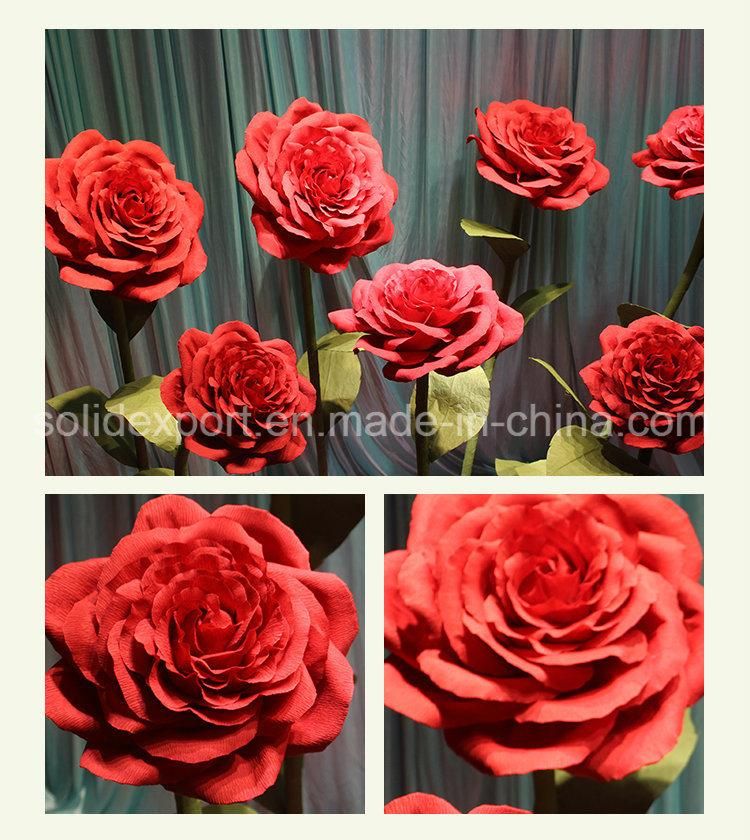 Handmaking Rose Paper Flower for Wedding Shop Window Display Decoration