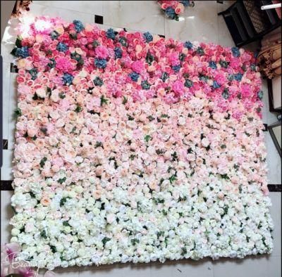 Customize Different Wedding Artificial Silk Flower Wall Panel Backdrop