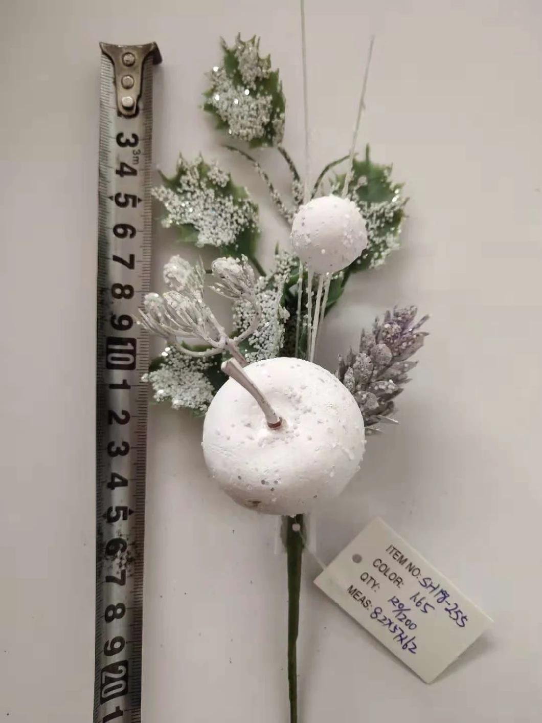 Glitter Flower Plastic Twig Pick with Flowers for Christmas Decoration; Christmas Red Berry; Christmas Artificial Plastic Berry