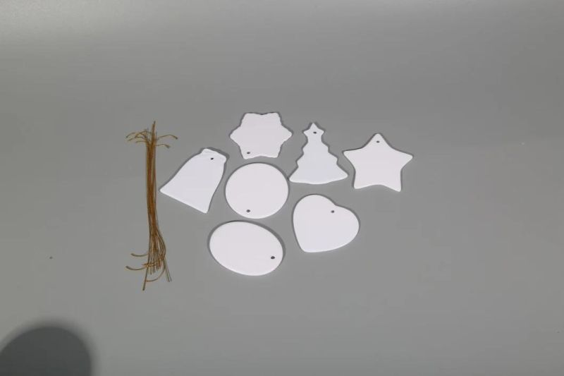 Decorative Heart Shape Christmas Ceramic Hanging Ornaments for Sublimation