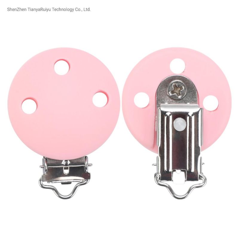 Round Silicone Pacifier Clip Silicone Teething Bead Baby Clip Accessories Clip Clasp Toy DIY Pacifier Chain Tool