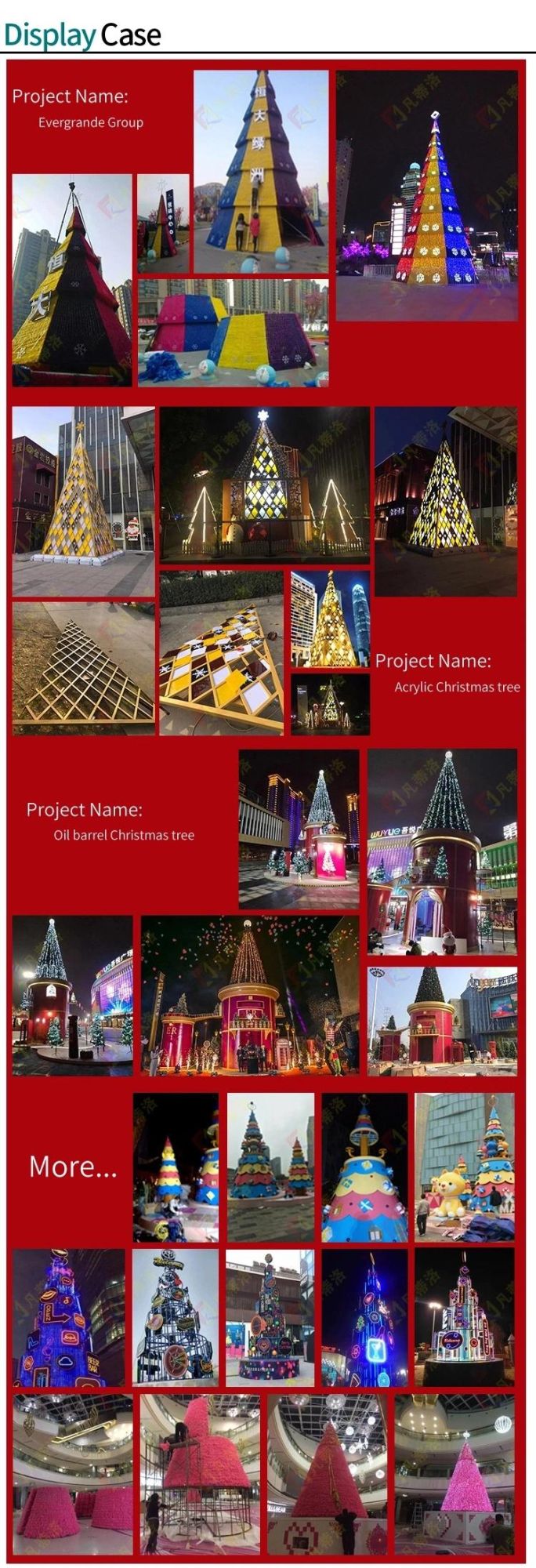 Pre-Decorated Customized Design Giant Christmas Tree with Metal Frame
