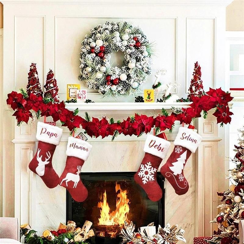 Christmas Socks Gift Candy Bag Decorations for New Year 2022