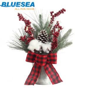 Iron Bucket Cotton PE Mini Christmas Tree Potted Tabletop Decorations