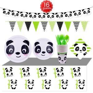 Panda Theme Birthday Party Supplies Children&prime; S Birthday Disposable Paper Plate Cup