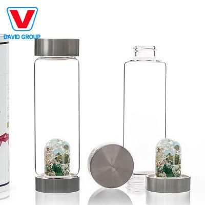 Customized Packing Logo Printing High Quality Natural Crystal Stone Crystal Glass Water Bottle