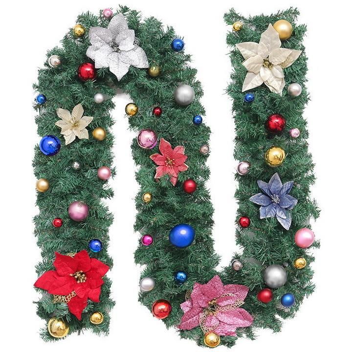 Hot Sale Prelit LED Luxurious Decorated PVC Wreath Garland Christmas Decoration with Lights