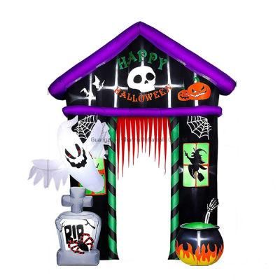 Outdoor Giant Halloween Inflatable Arch Ghost Internal LED Light
