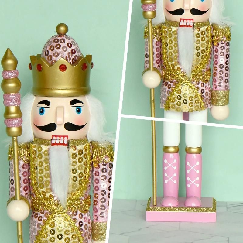 Xmas Wooden Craft Pink Shining Soldier Nutcracker