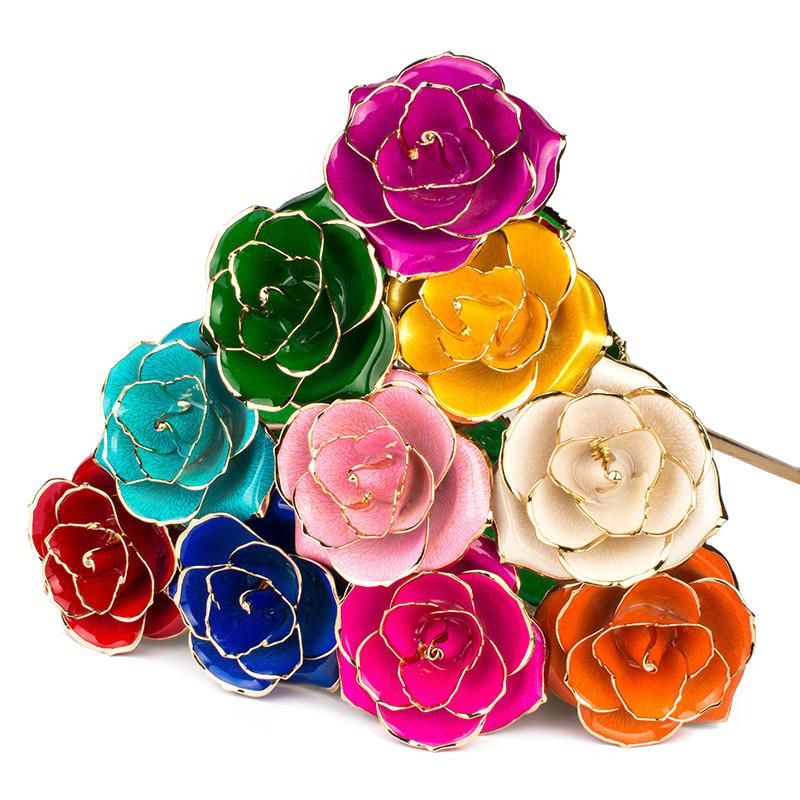 Wholesale Resin Jewelry Real Flowers Gift Handmade 24K Gold Plated Everlasting Rose Flower for Valentine′s Day