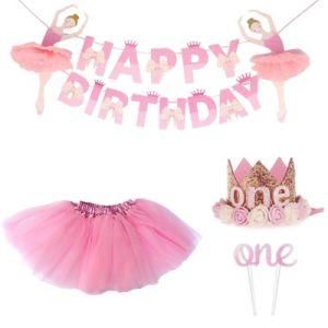 Baby One-Year-Old Skirt Banner Birthday Crown Banner Party Supplies