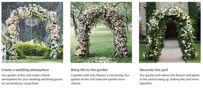 Wholesale High Quality Garden Decoration Flower Shape Iron Rose Garden Arch Metal Pergola Wedding Arch