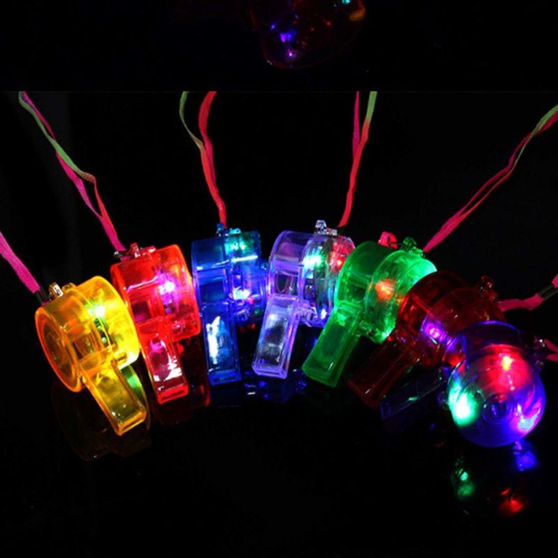 Luminous Whistle Colorful Lanyard LED Light up Fun Party Rave