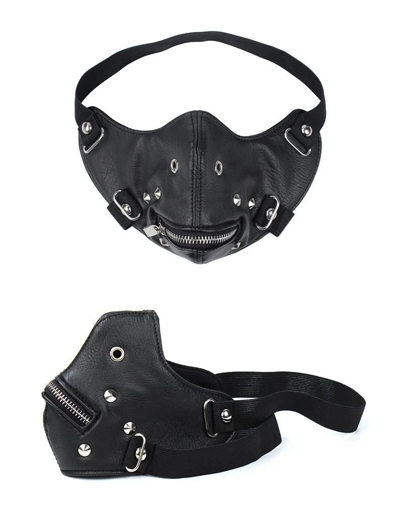 Factory Price Good Quality PU Leather Punk Mask Dance Mask Motorcyle Face Mask