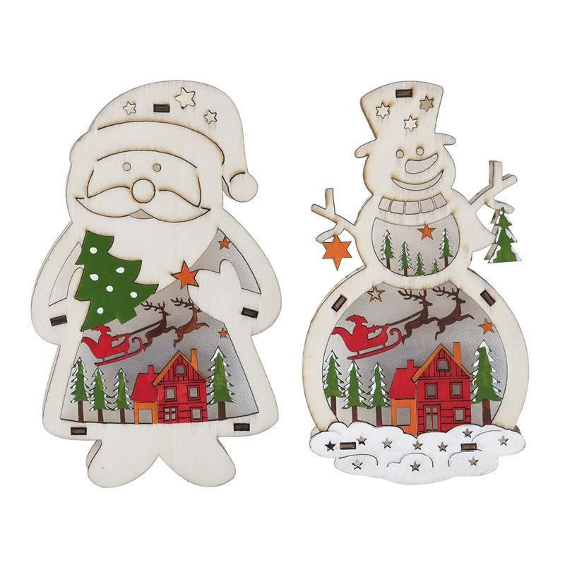 Cross-Border New Santa, Snowman, Wooden Lighting, Shopping Window Decoration, Props, Supplies, Children′ S Gifts Ornaments