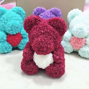 Factory Wholesale Valentine&prime;s Day Gift PE Foam Rose Flower Teddy Bear