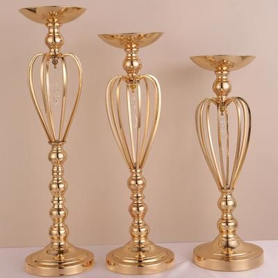 European Style Party Decoration Golden Plated Flower Stand Table for Wedding