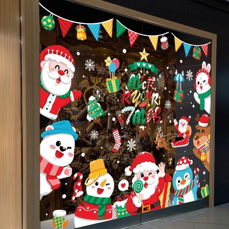 Merry Christmas New Year Window Decoration Static Clings Sticker