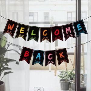 Back to School Party Decoration Garland Welcome Back Hanging Flag