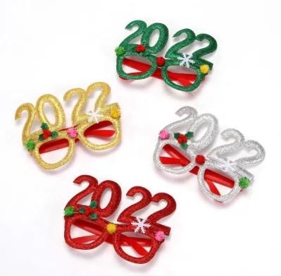 Christmas Glasses Decoration 2022 Holiday Home Decoration Items New Year Gifts Christmas Glasses