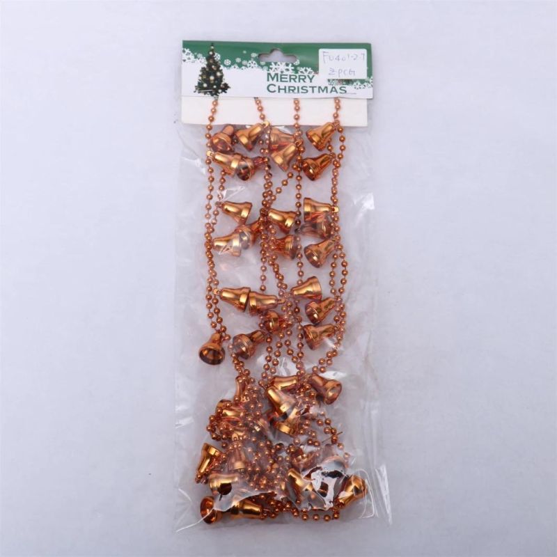 270cm Copper Christmas Beads Garland with Bells Decorative Bell Beads Chain