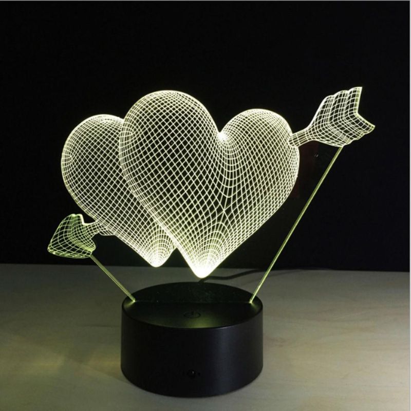 Romantic 3D Glow LED Night Light 7 Colors Optical Illusion Lamp Touch Sensor