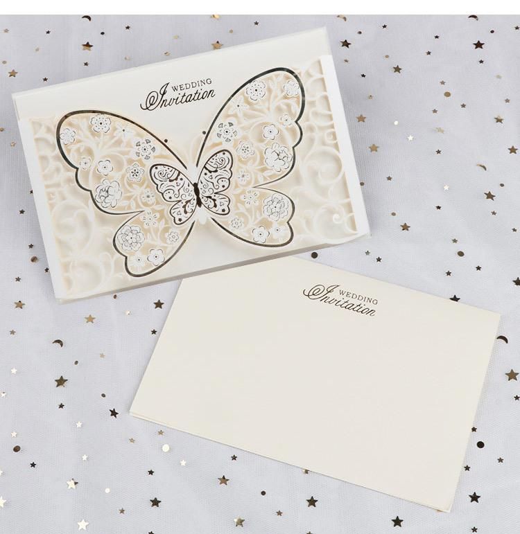 Fancy Butterfly Laser Cut Wedding Invitations Cards with Envelope