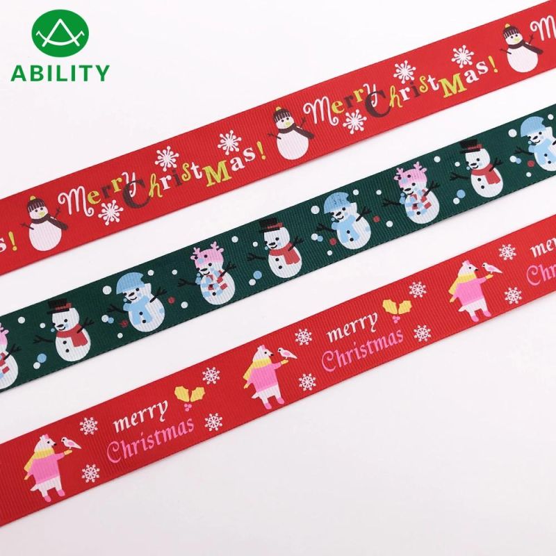 Wedding Christmas Varous Festival Printed Polyester Pretty Gift Satin Grosgrain Ribbon