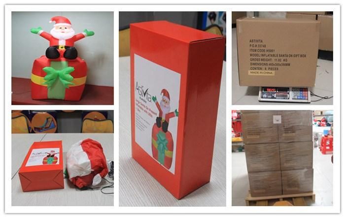 120CMH Inflatable Santa Waving Hand with Gift Box with High Quality