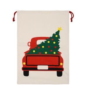 New Arrive Stocking Present Drawstring Natural Cotton Canvas Christmas Sack for Seasonal Decor