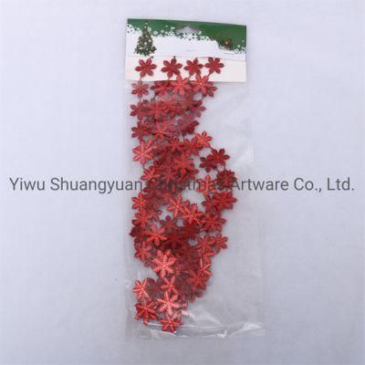 220cm Red Christmas Beads Garland Snowflaked Shaped Beads Chain for Decoration