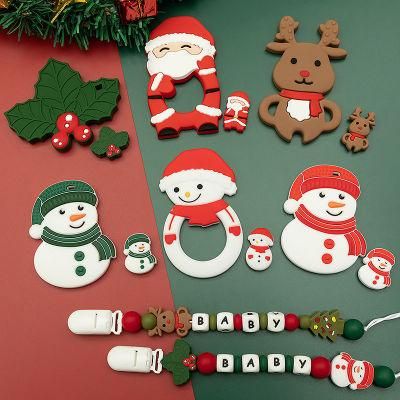 Wholesale BPA Free Chewable Loose Decor Soft Food Grade Baby Teething Silicone Christmas Tree Beads