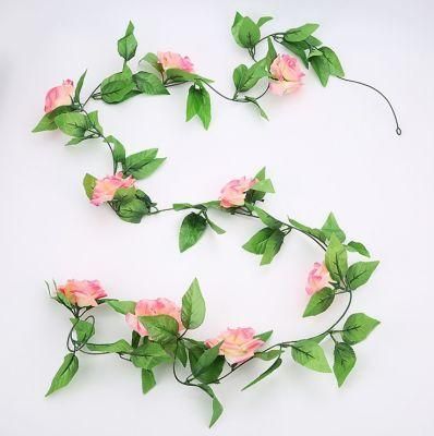 Artificial Rose Vine Flowers Plants Artificial Flower Hanging Rose IVY Home Hotel Office Wedding Party Garden Craft Art Decor Pink