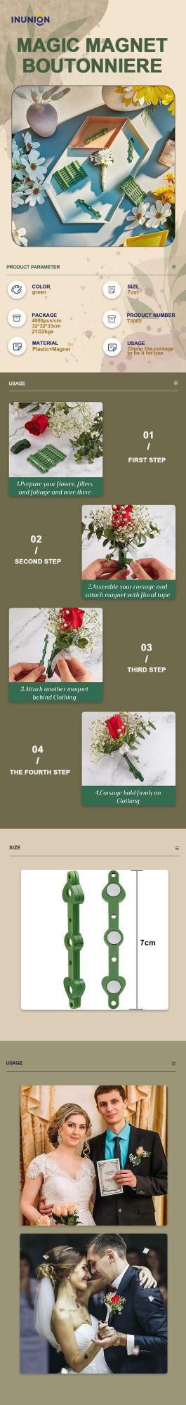 20 Pairs Magnet Buttonhole Boutonniere Corsages for Wedding Bridegroom Brooch DIY