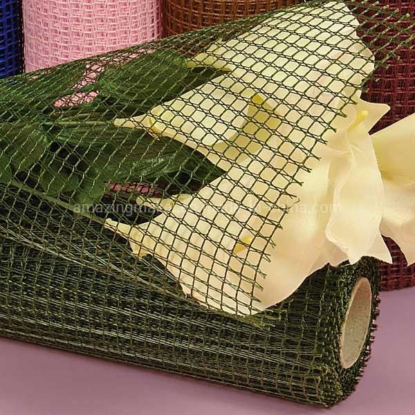 Wonderful Flower Wrapping Colored Square Grid Mesh