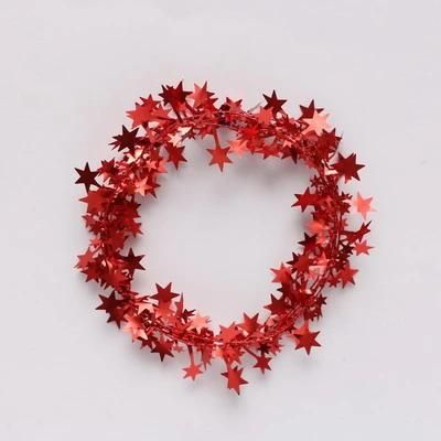 Lovely Design Christams Tree Decorative Green 2.7m Matte Tinsel with Stars