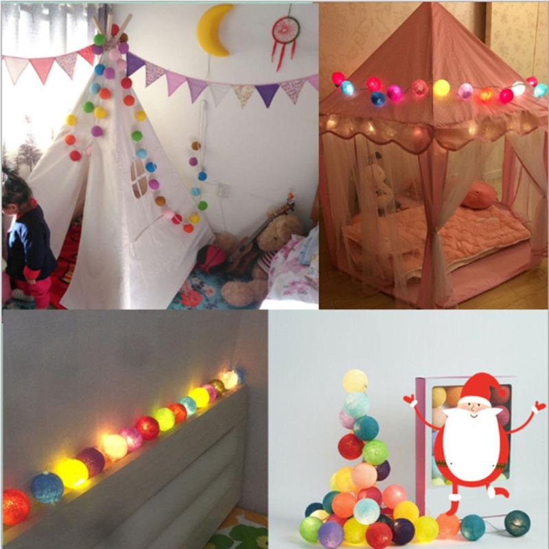 LED Gold Pink White Colorful Cotton Balls String Lights